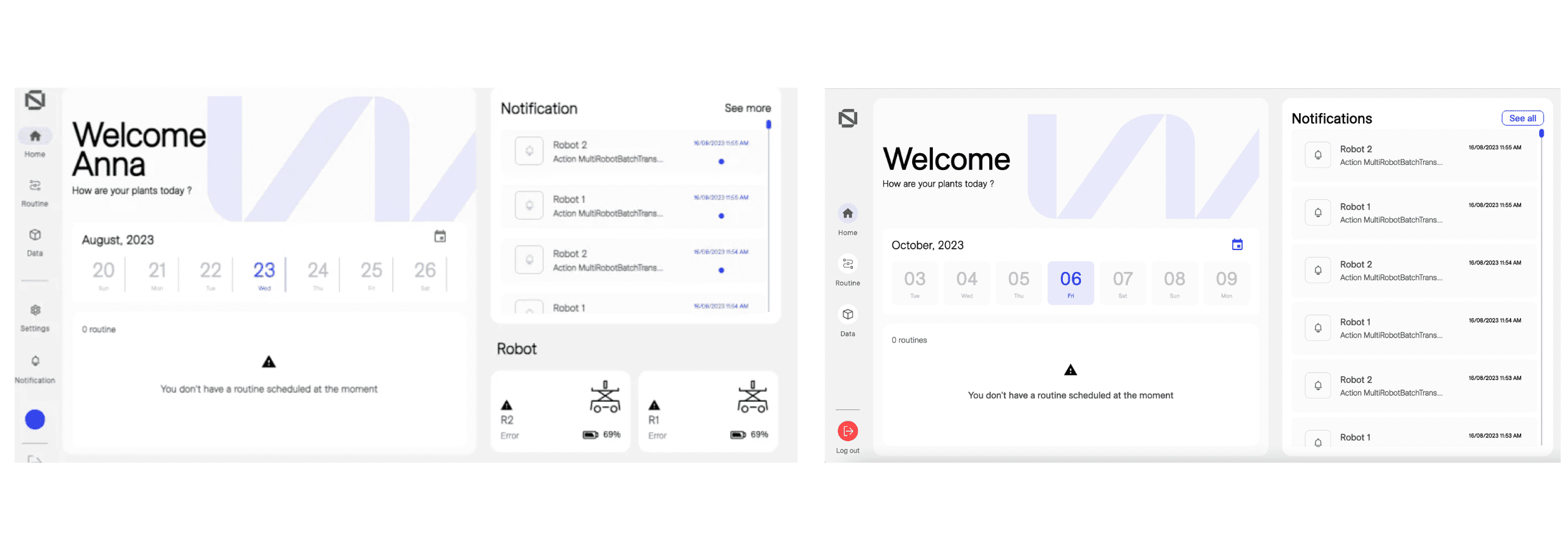 Seasony OS final design, before and after the redesign